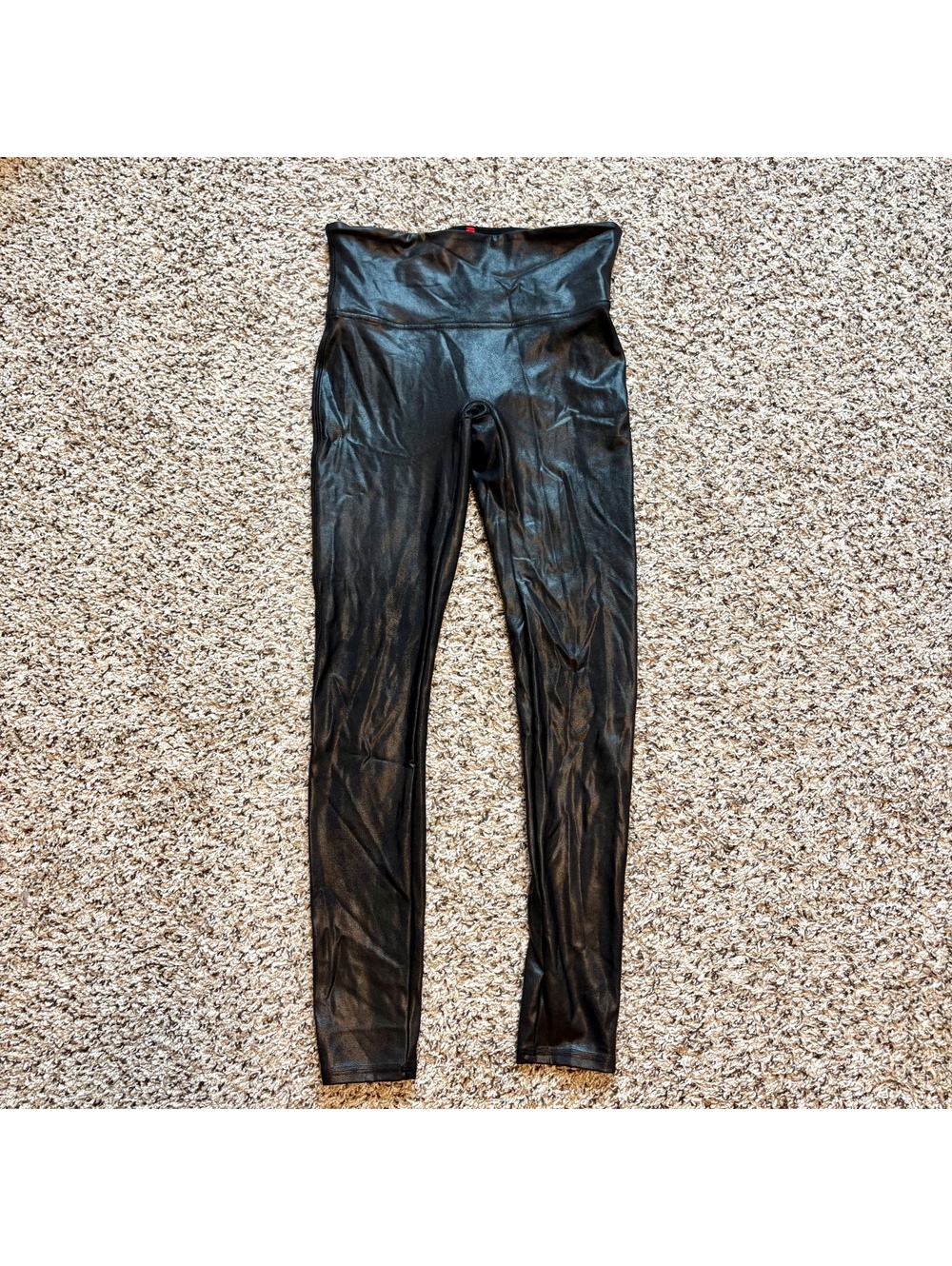 Spanx Women's Size M Black High Waisted Faux Leather Leggings